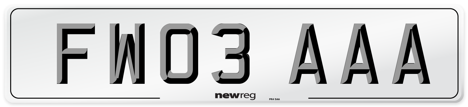 FW03 AAA Number Plate from New Reg